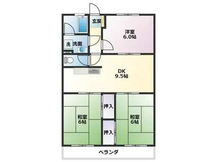 パークサイドハイムII(3DK/4階)の間取り写真
