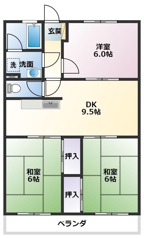 パークサイドハイムII(3DK/4階)の間取り写真