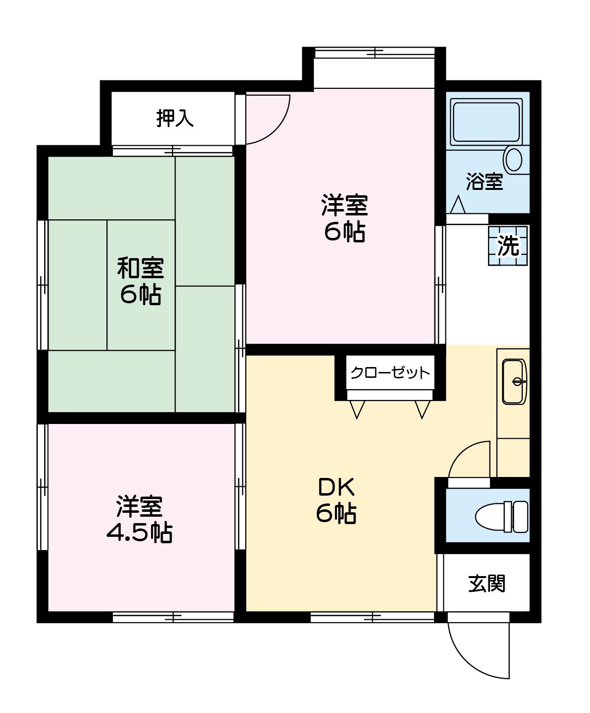 SHINOHARAハイツ 7(3DK/1階)の間取り写真