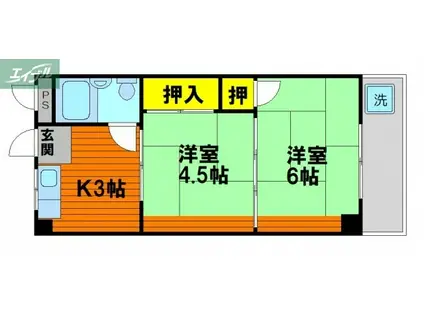 メゾンFUKAI(2K/4階)の間取り写真