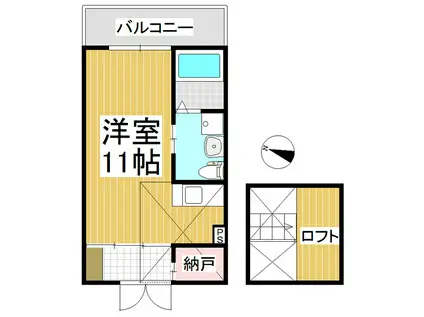SAIN・K(ワンルーム/2階)の間取り写真