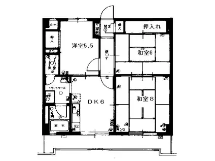 駅南エコーハイツ(3DK/5階)の間取り写真