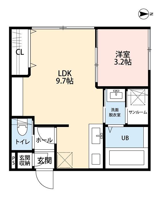 リリック桜(1LDK/2階)の間取り写真