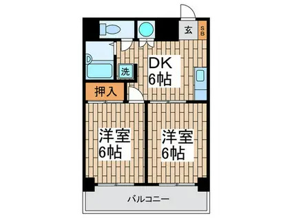 三恵大森ハイツ(2DK/5階)の間取り写真