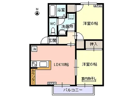 ジュピア シルエット(2LDK/2階)の間取り写真