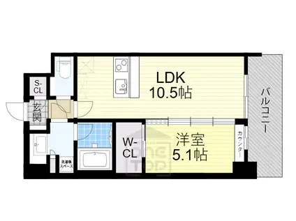 スプランディッド江坂Ⅲ(1LDK/7階)の間取り写真