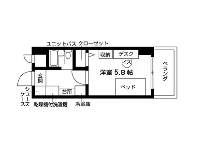 学生会館ゼファー(1K/2階)の間取り写真