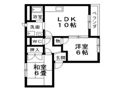 サンライフタカノB(2DK/1階)の間取り写真