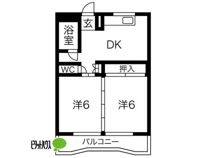 ハイツ沢田(2DK/2階)の間取り写真