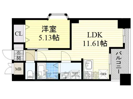 ノルデンハイム江坂(1LDK/4階)の間取り写真