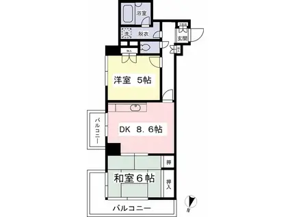 京王目黒マンション(2DK/5階)の間取り写真
