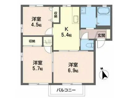 ヴィクトリータウン C(3K/1階)の間取り写真