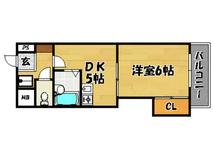 クリアコートUパートII(1DK/2階)の間取り写真