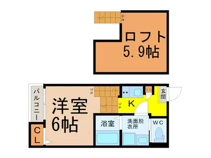 モンドグロッソ矢田(1K/1階)の間取り写真