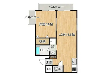 インペリアル志津川(1LDK/4階)の間取り写真