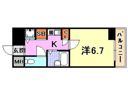 ロイヤルヒル神戸三ノ宮II(1K/7階)の間取り写真