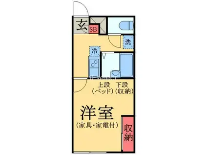 LPクリスタルおゆみ野(1K/2階)の間取り写真