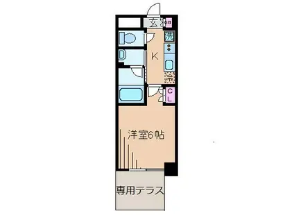 ハーモニーレジデンス武蔵小杉(1K/1階)の間取り写真