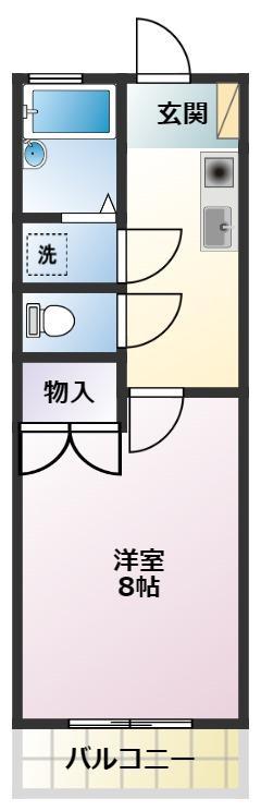 パークハイツ・平川(1K/2階)の間取り写真