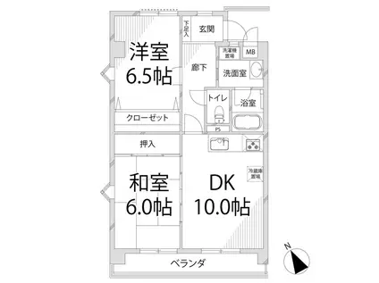 ウイング手柄(2DK/1階)の間取り写真