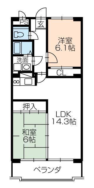 NH菰口(2LDK/4階)の間取り写真