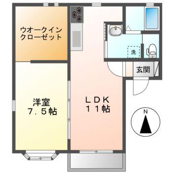 レジデンス金岡(1LDK/2階)の間取り写真