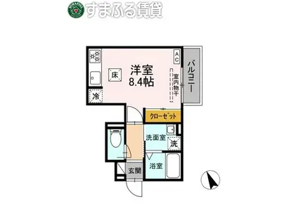 パークサイド柱I(ワンルーム/1階)の間取り写真