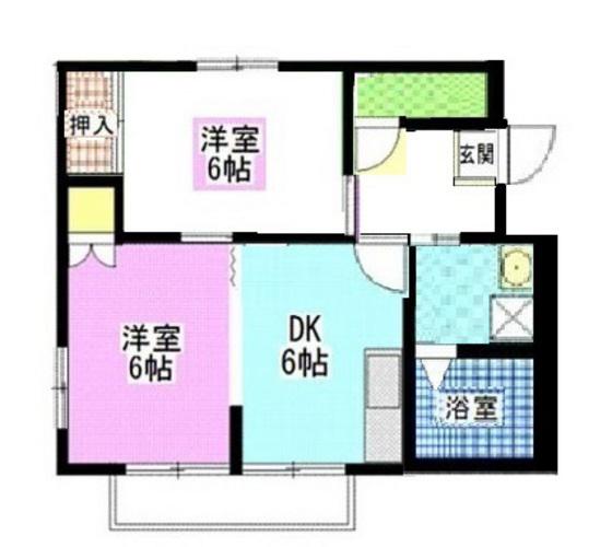サンフラワーD(2DK/2階)の間取り写真