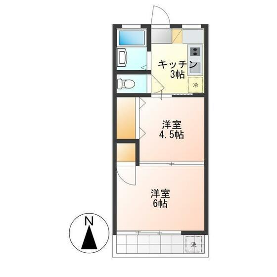 明穂和泉マンション(2K/4階)の間取り写真