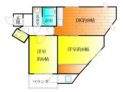 アングルミヨシ(2DK/4階)の間取り写真