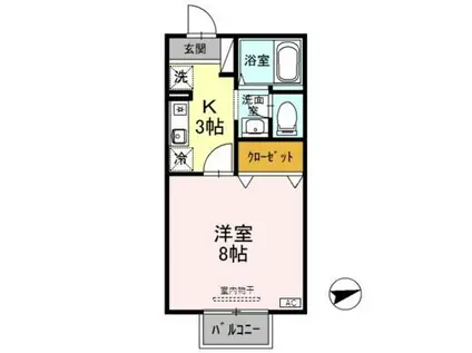 フォルテB(1K/1階)の間取り写真