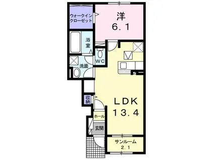 さくこまち(1LDK/1階)の間取り写真
