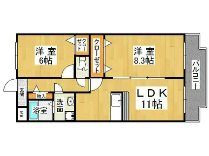 エートルウールー(2LDK/1階)の間取り写真