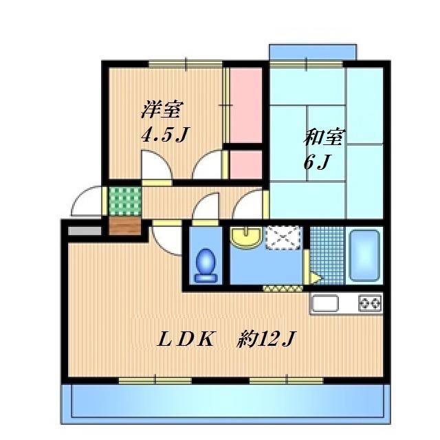 SUNハイツ(2LDK/2階)の間取り写真