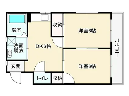 シャトレ東新町II(2DK/2階)の間取り写真
