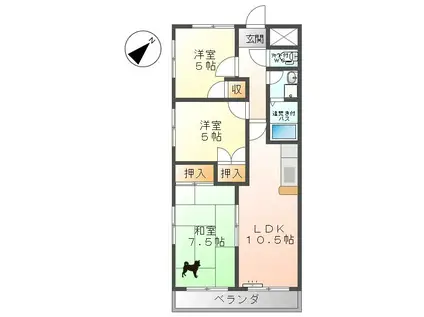 フォーエバー小林(3LDK/3階)の間取り写真