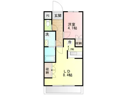 ヒールコート沢田(1LDK/2階)の間取り写真