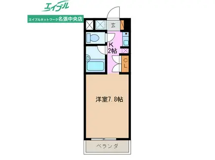 アトモスなばり(1K/2階)の間取り写真