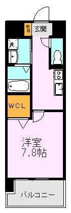 SIX COURT(1K/6階)の間取り写真