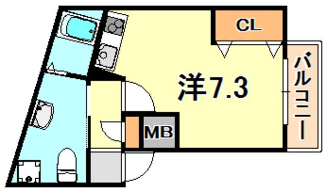 THE CITY 塩屋(ワンルーム/3階)の間取り写真
