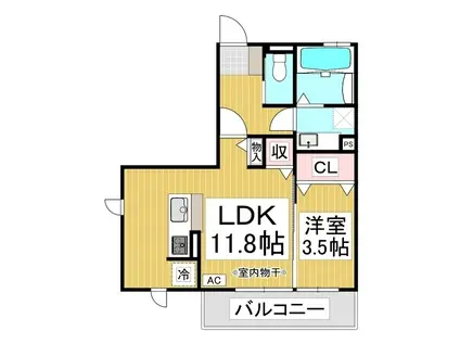 ライフコア吉田小町(1LDK/1階)の間取り写真