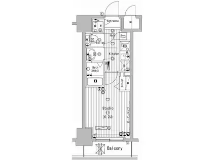 グランド・ガーラ横濱万世町(1K/4階)の間取り写真