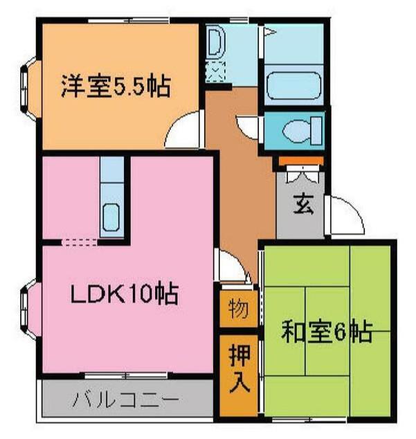 銀の馬車道壱番館(2LDK/2階)の間取り写真
