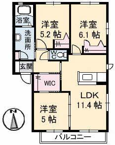 ロイヤルフェルティF(3LDK/1階)の間取り写真