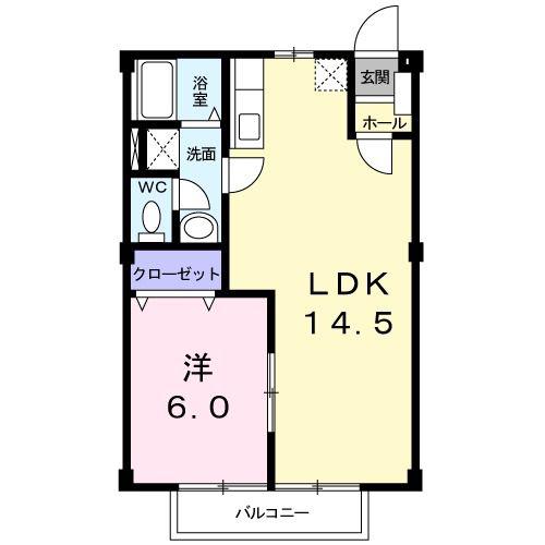 パークハイツU(1LDK/1階)の間取り写真