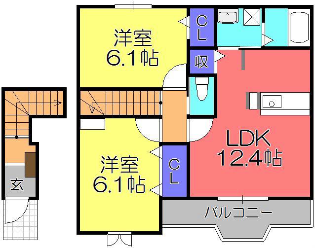 ブリーラ リベーロ(2LDK/2階)の間取り写真