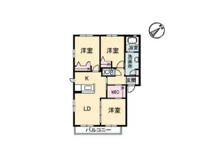 ヴィラージュ A棟(3LDK/2階)の間取り写真