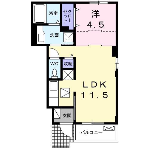 セリーヌ 船橋(1LDK/1階)の間取り写真