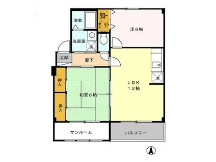 セレーノ(2LDK/2階)の間取り写真