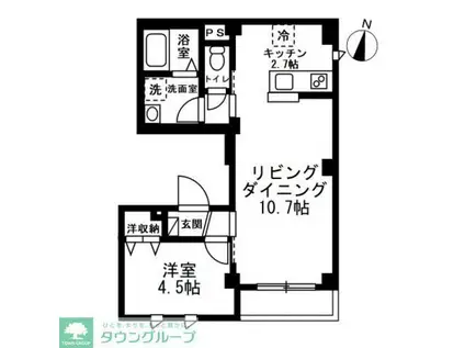 アベニール柏木(1LDK/1階)の間取り写真